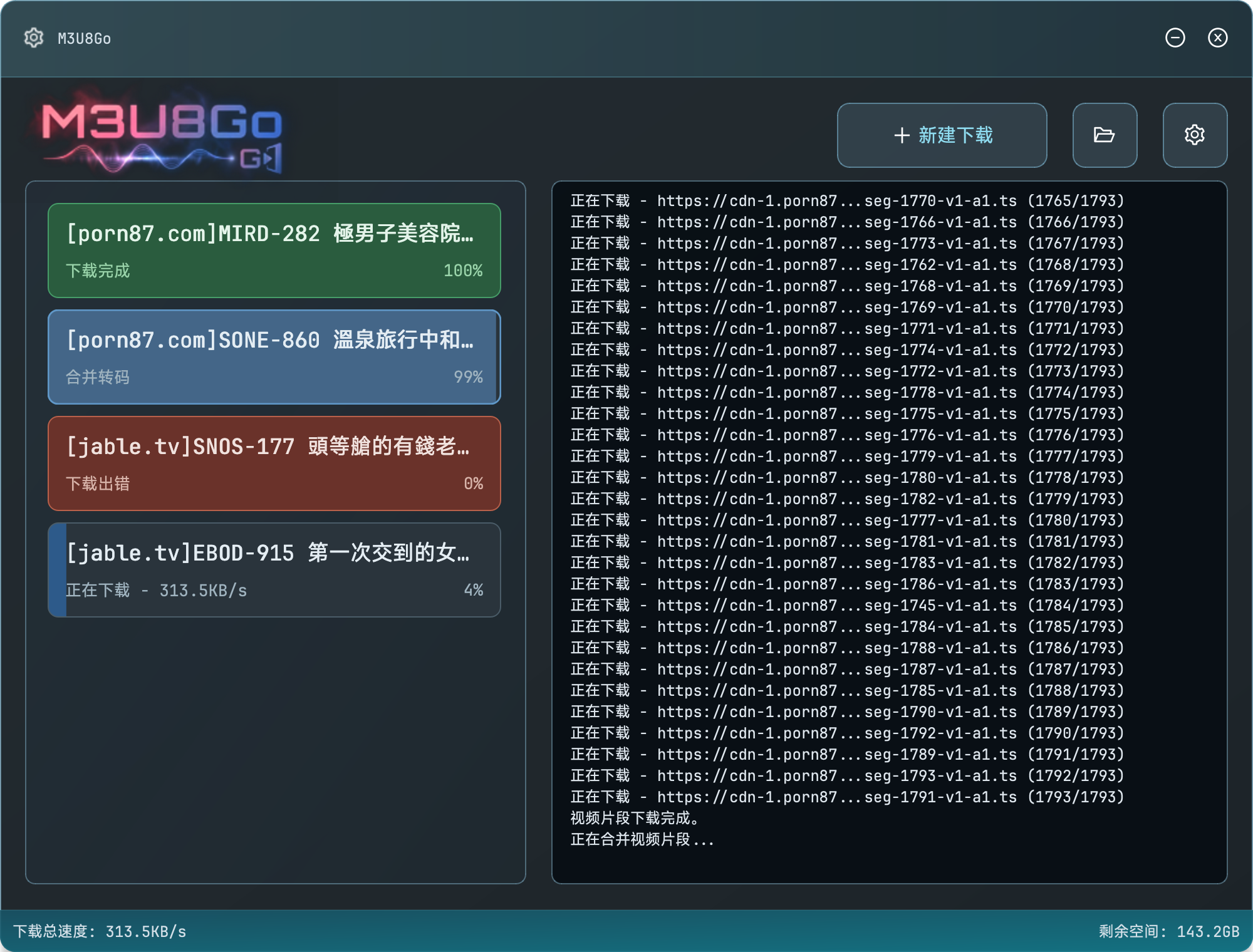 M3U8Go 运行截图 / Screenshot